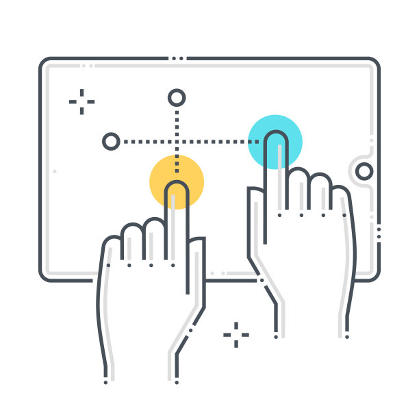 多点触摸相关颜色线矢量图标，插图图片下载