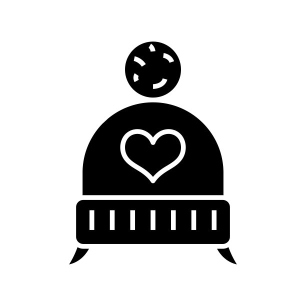 冬季帽子黑色图标，概念插图，矢量平面符号，象形符号图片下载