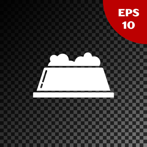 白色宠物食品碗猫或狗的图标孤立在透明的黑暗背景。狗或猫的爪印。矢量图图片下载