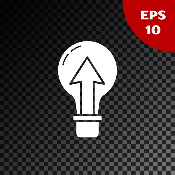 白色灯泡图标孤立在透明的黑暗背景。能量和理念的象征。灯电。矢量图图片下载
