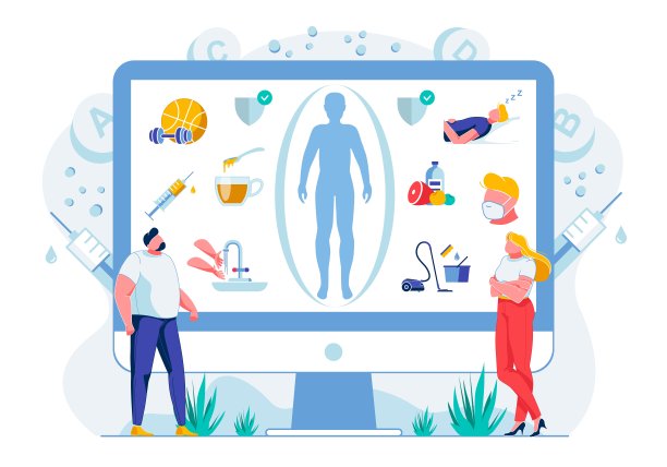 健康生活习惯平面矢量插图图片下载