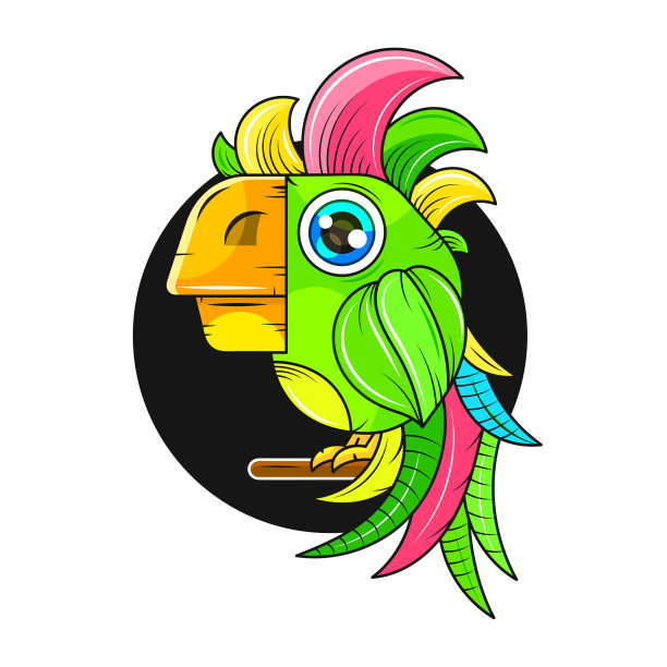 卡通鹦鹉插图适合贺卡，海报或t恤印刷。图片下载