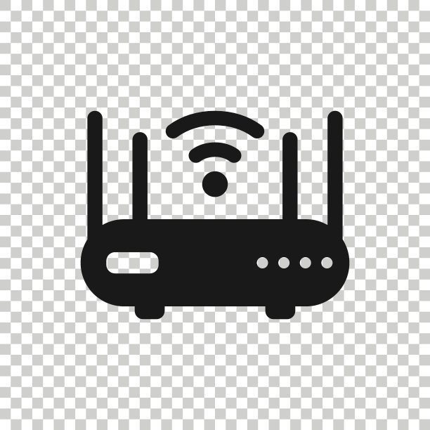 扁平风格无线路由器图标：宽带矢量图，白色背景上的互联网连接概念图片下载
