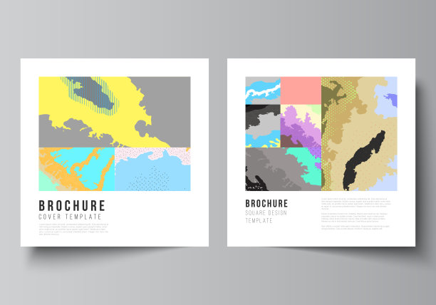 矢量布局的两个方形封面设计模板，适用于宣传册、传单、杂志、封面设计、书籍设计、宣传册封面。日本模式模板。亚洲风格的景观背景装饰。图片下载