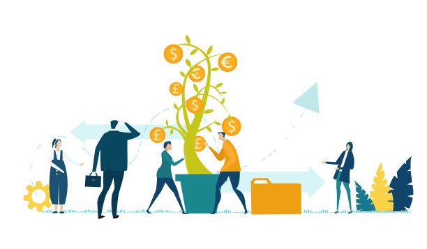 人们旁边谈论着摇钱树，商业概念插图图片下载