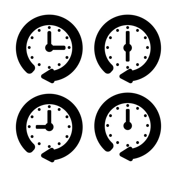 一组图标的小时在一个白色的背景图片下载