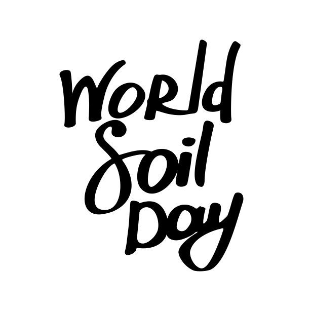 题字-世界土壤日，黑白插画，平面风格。白底上手写的字图片下载