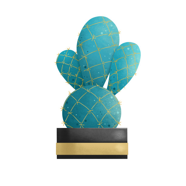 彩色的仙人掌在一个时尚的盆孤立在白色的背景。图片下载