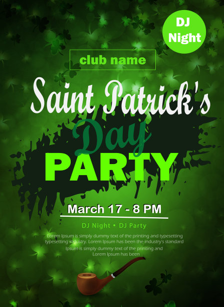 圣帕特里克节海报设置矢量插图图片下载
