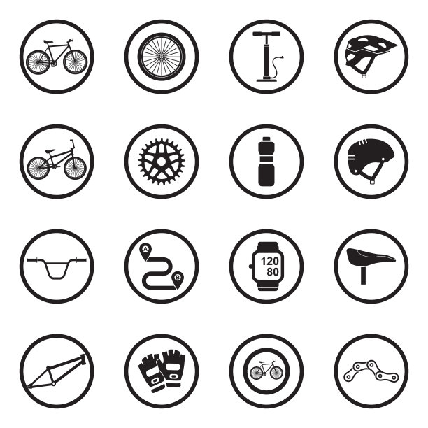 自行车图标。圆形的黑色平面设计。矢量插图。图片下载