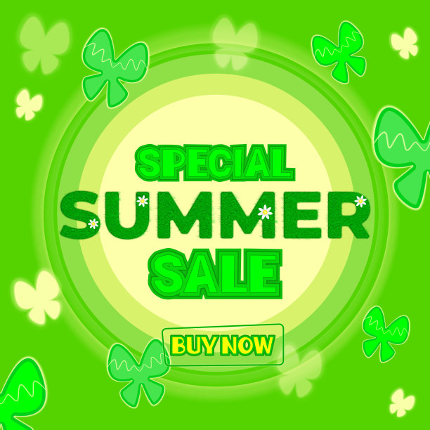 网页横幅在浅绿色。飞舞的蝴蝶，仿草坪的草，花花草草的字体。夏天的主题。平的风格。最适合用于商业，广告，海报，传单，网络横幅。图片下载