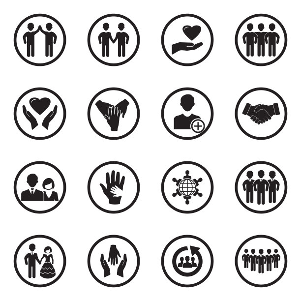 朋友的图标。圆形的黑色平面设计。矢量插图。图片下载