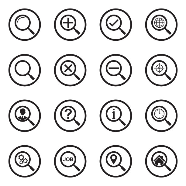 搜索图标。组2。圆形的黑色平面设计。矢量插图。图片下载