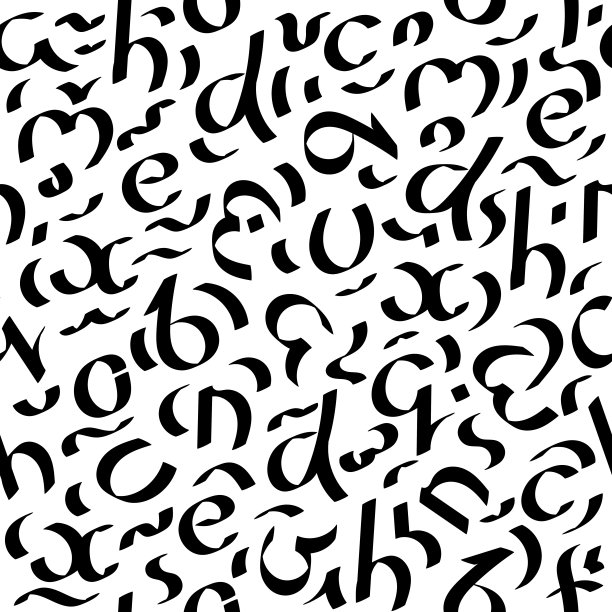 无缝模式的黑色字母。手画的涂鸦。字母在黑暗的背景。向量图片下载