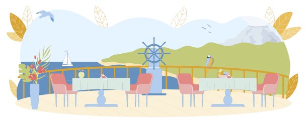 邮轮甲板餐厅或咖啡馆外视图。图片下载