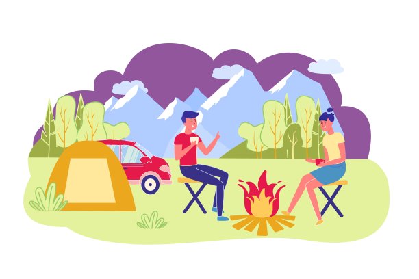 和最好的朋友去露营山度假。图片下载