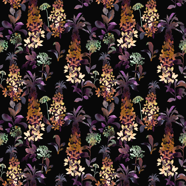 水彩花卉无缝图案图片下载