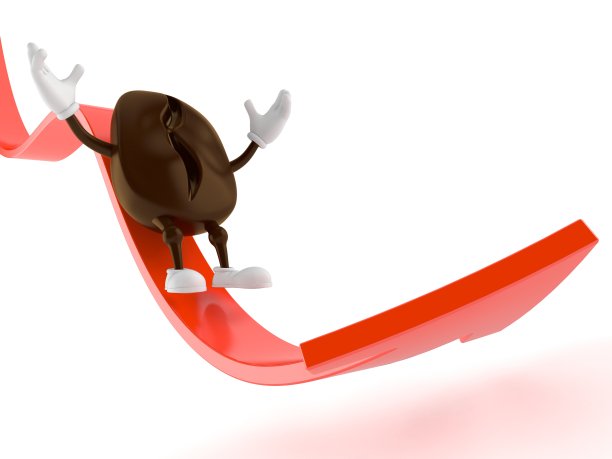 在红色箭头上滑动的咖啡豆特性图片下载