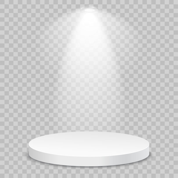 圆形舞台讲台，灯光照亮了透明的背景。向量图片下载