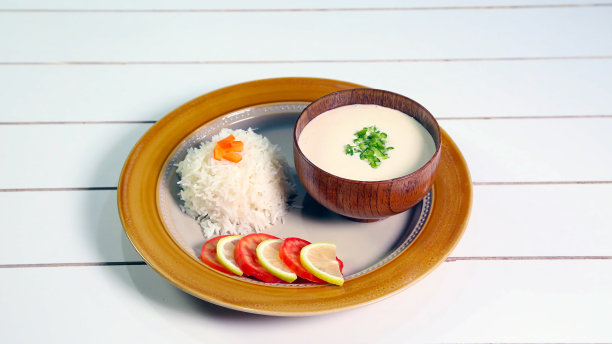 中东芝麻酱沙拉配白米饭照片图片下载