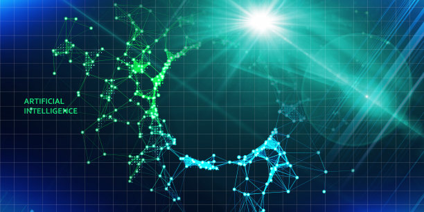 分析大数据的抽象多边形概念。人工智能。商业和科学未来可视化。图片下载