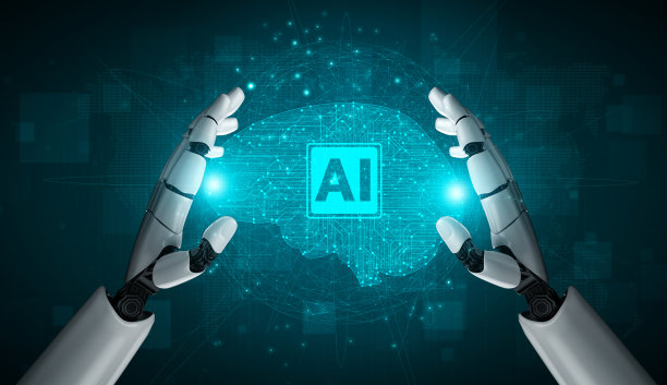 未来的人工智能机器人和半机械人。图片下载