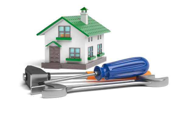 带绿色屋顶的小屋和乐器-3D渲染插图图片下载