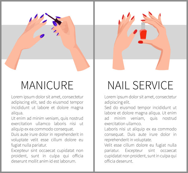 美甲和指甲服务卡矢量插图图片下载
