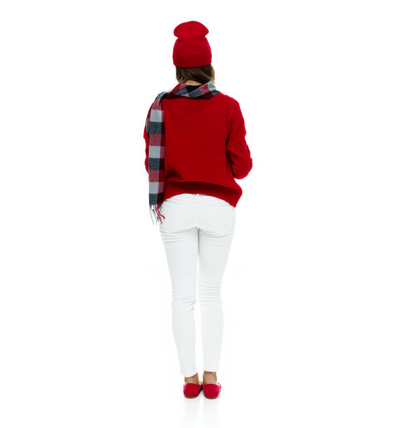 白人女性站在白色背景前戴着眼镜和拿着盒子图片下载