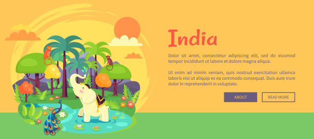 有高大树木和珍奇动物的印度丛林图片下载