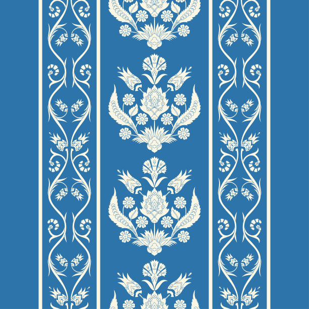 土耳其阿拉伯模式矢量无缝边界。缎子纹理设计与花卉图案。印度的纹理图片下载