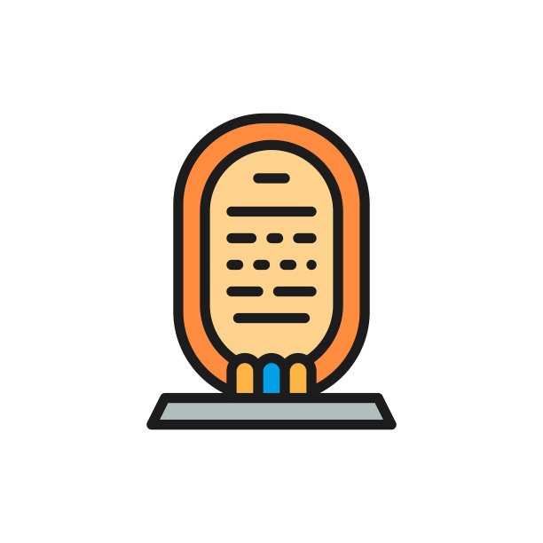 埃及圆形图案，石棺平色线条图标。在白色背景上隔离图片下载