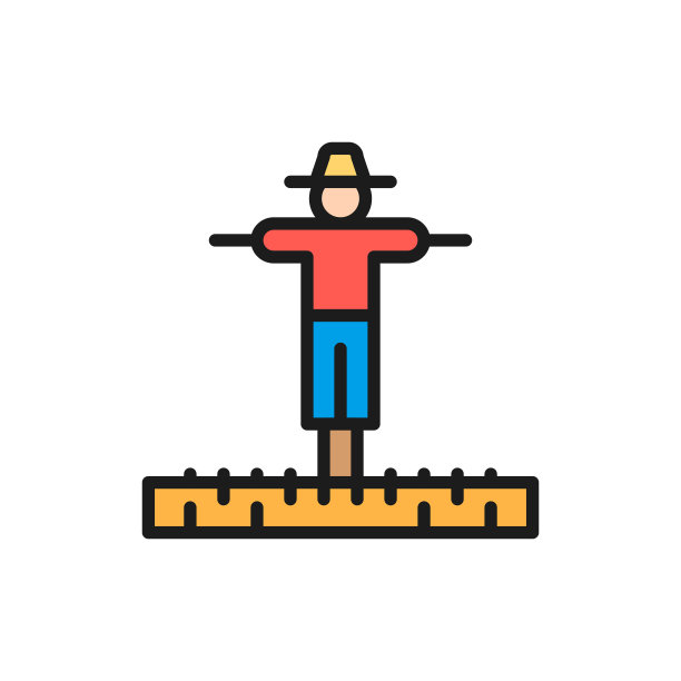 稻草人在园林、农艺、园艺中平色线图标。图片下载