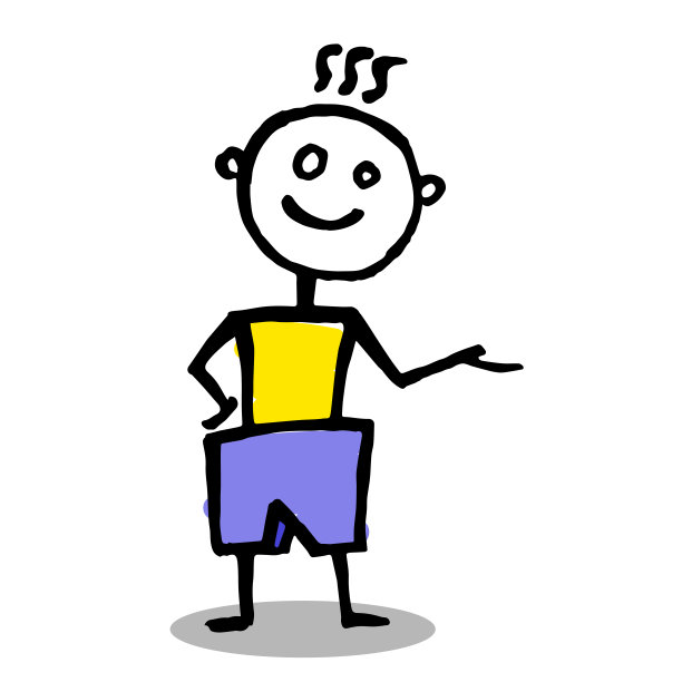 快乐的stickman准备好为你提供一切帮助。曲棍球手显示方向。图片下载