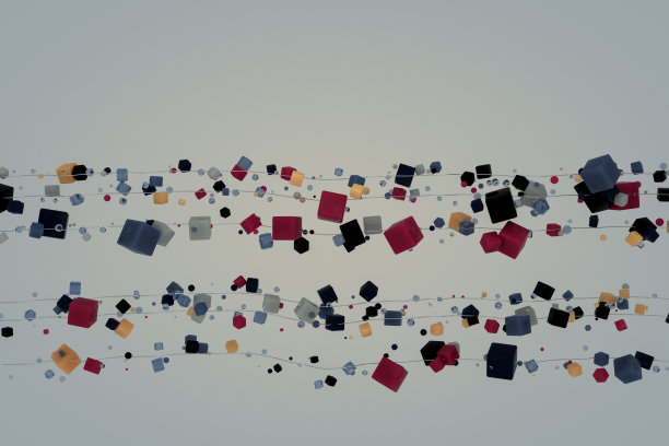 彩色立方体和球体的抽象构图图片下载