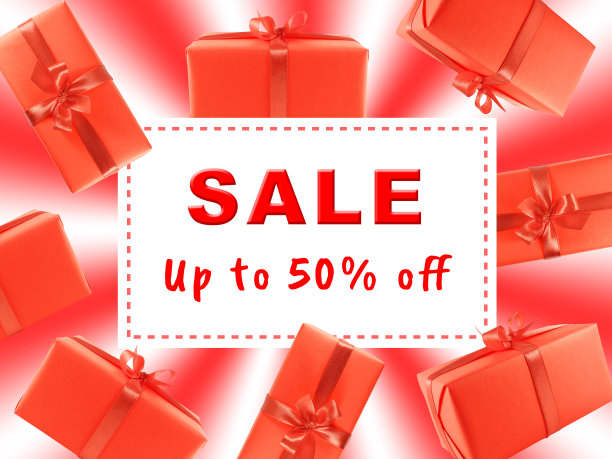 红色礼品盒促销banner图片下载