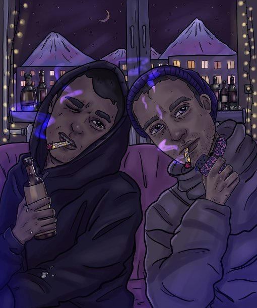 年轻人抽烟喝酒。公寓里的酗酒派对图片下载