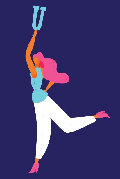 年轻女子用英文大写字母u跳舞图片下载