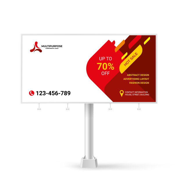 广告牌，户外广告的横幅设计思路，平面设计的灵感放置的照片和文字，矢量红色背景图片下载