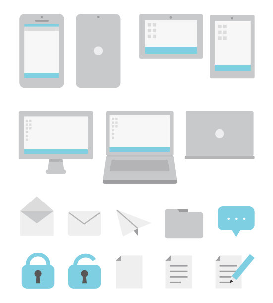 一组业务和计算机图标。图片下载