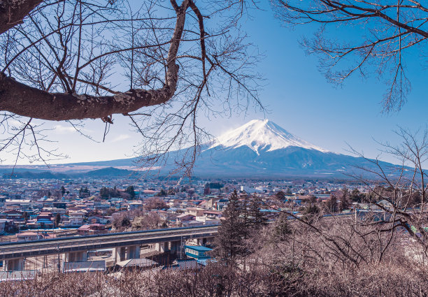 日本川口町的富士山图片下载
