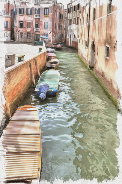 模仿一幅画。油漆。呈现。城市景观。威尼斯。意大利图片下载