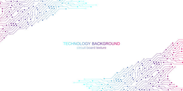 计算机主板矢量背景带电路板电子元件。电子纹理为计算机技术，工程概念。电脑主板生成的抽象插图图片下载