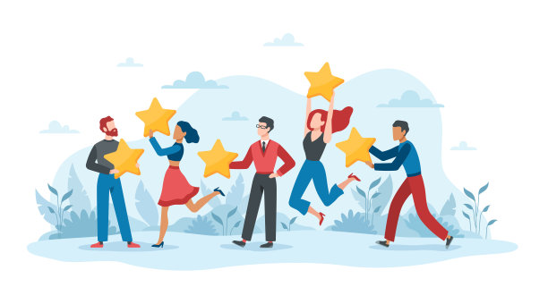 客户反馈。五星评价用户体验评价产品、服务。业务满意度支持人们使用星型向量概念素材图片