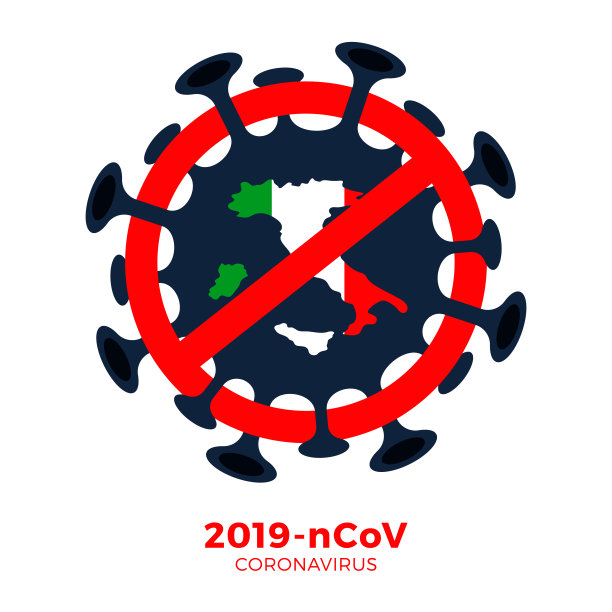 意大利国旗等距地图标志警告冠状病毒。停止2019 - ncov爆发。冠状病毒的危险和公共卫生风险疾病和流感爆发。大流行医学概念。矢量图图片下载