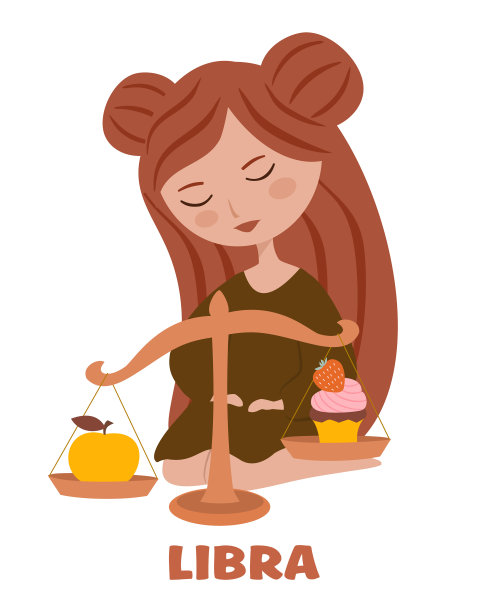 可爱的女孩孤立在白色的背景。天秤座星座的概念。美丽的矢量图。图片下载