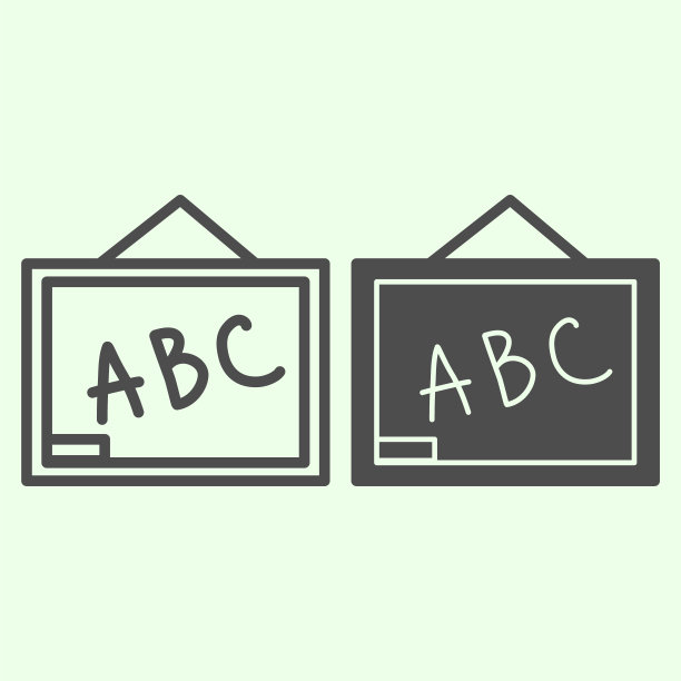 学校黑板上的线条和立体图标。教室课桌以字母轮廓式象形文字为白色背景。教育和研究标志的移动概念和网页设计。矢量图形。图片下载