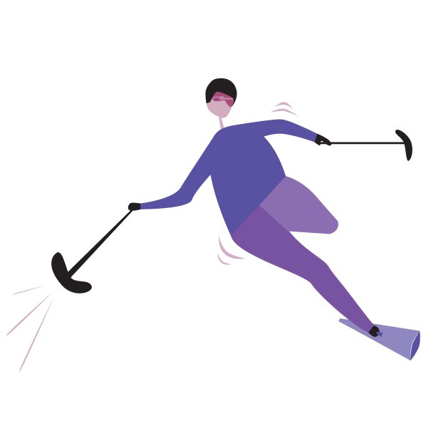一个没有腿的滑雪者被孤立在一个糟糕的设计背景上，平面矢量股票插图与残疾人眼镜和滑雪作为残疾人运动的概念图片下载