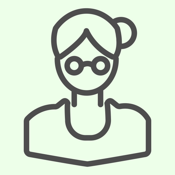 学校老师线图标。女商人或培训导师在圆形眼镜轮廓风格的象形文字在白色的背景。移动概念和网页设计的教育标志。矢量图形。图片下载