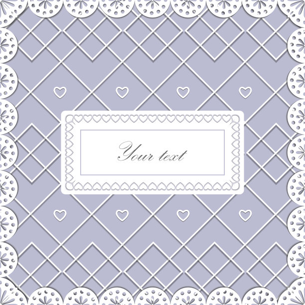 贺卡与庆祝与一个方形的开放式纸框架在边缘和一个矩形框架在中心与文字空间，剪贴簿风格，激光切割，矢量图片下载